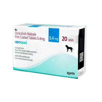 Apoquel 5.4 mg tablets pack for dogs used to relieve allergic itching and skin inflammation