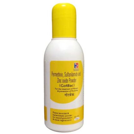 Gotbac Dusting Powder 40g for pets – Antifungal and antibacterial treatment for skin infections.