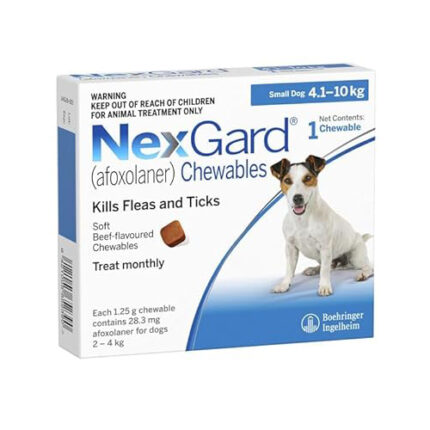 NexGard Spectra 4.1–10kg chewable tablet for small dogs – monthly flea, tick, and worm protection