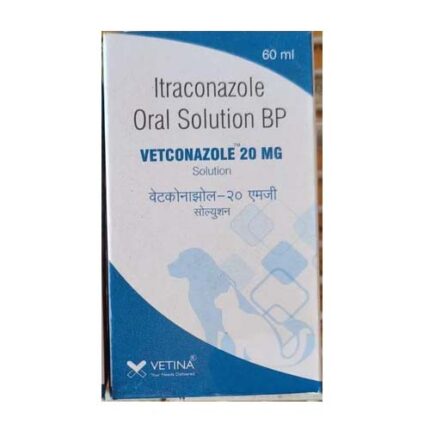 Itraconazole Oral Solution 20mg for dogs – antifungal medication used to treat systemic and skin fungal infections in canines.