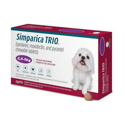Zoetis Simparica 10 mg chewable tablet for small dogs weighing 2.5 to 5 kg – monthly flea and tick protection