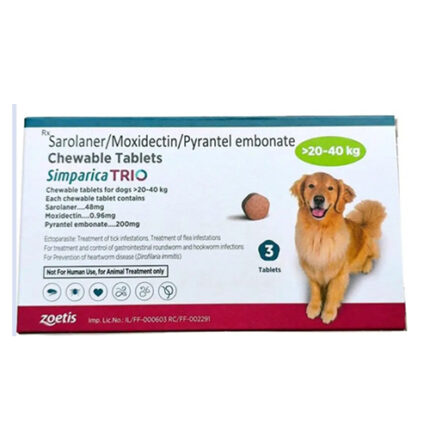 Zoetis Simparica chewable flea and tick tablet for large dogs weighing 20–40 kg