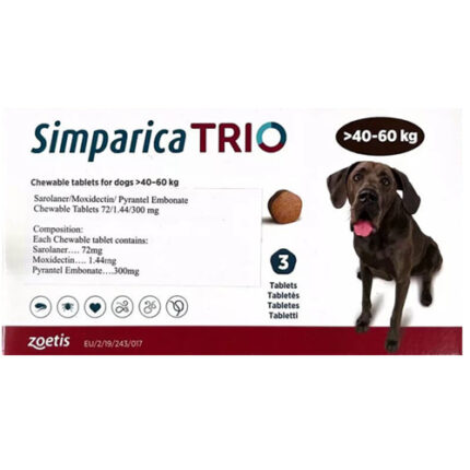 Simparica Tablets for 40–60 kg Dogs by Zoetis – Monthly Flea and Tick Control