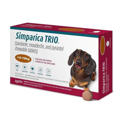 Zoetis Simparica chewable flea and tick tablets for small dogs weighing 5–10 kg