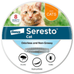 Seresto Flea and Tick Collar for cats offering 8-month protection against parasites.