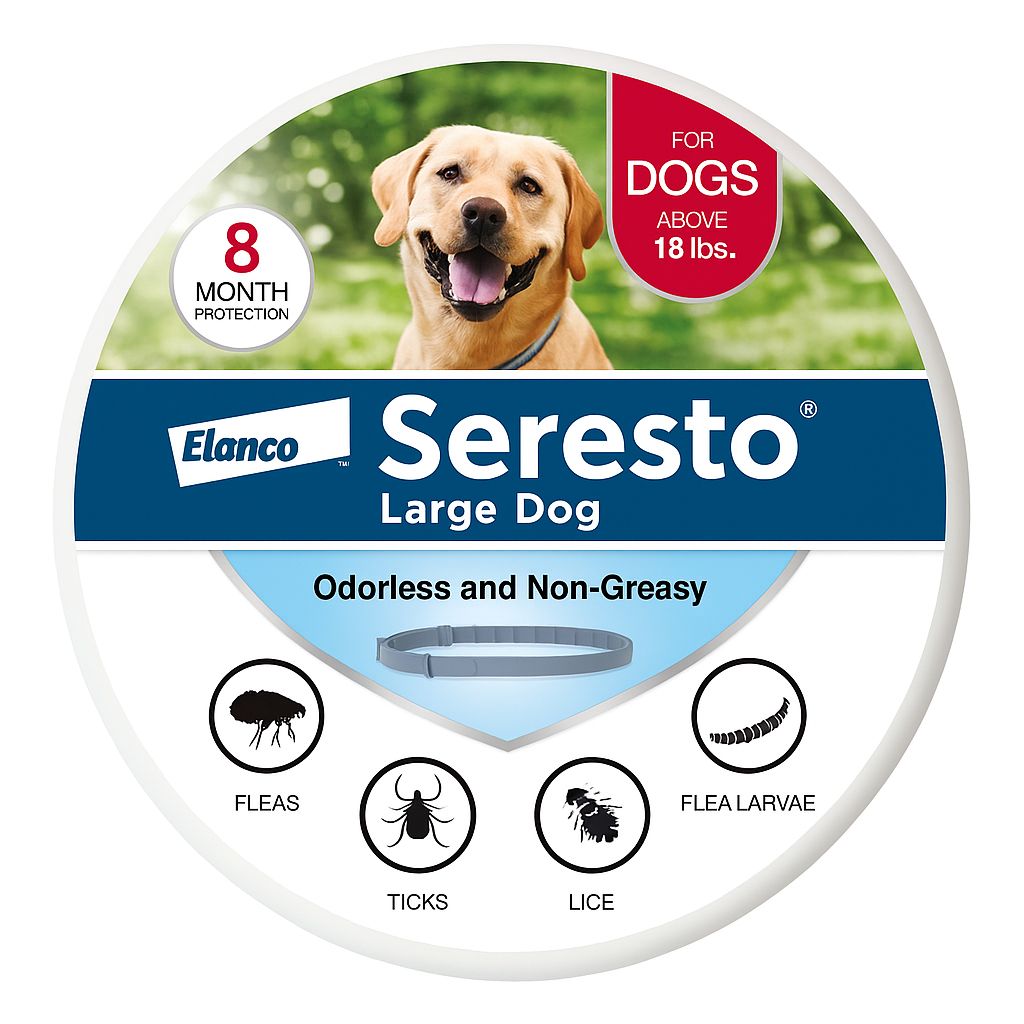 Seresto Flea & Tick Collar For Large Dogs providing 8-month protection from fleas and ticks