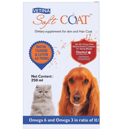 Softcoat 250 ml for pets – promotes a shiny coat and healthy skin for cats and dogs